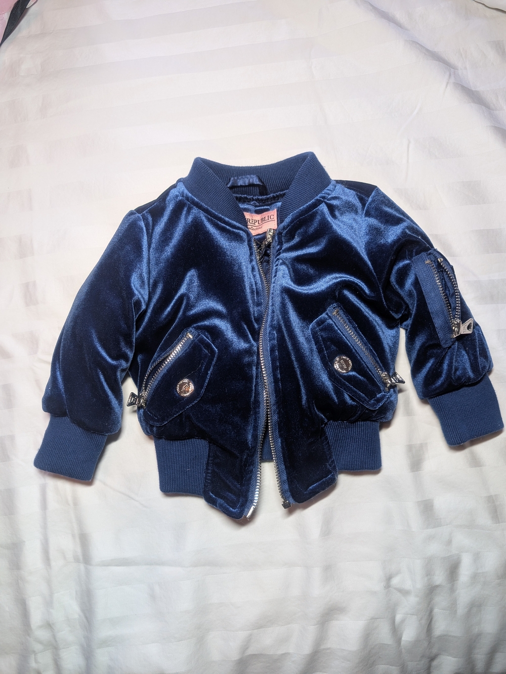 Urban Republic Navy Velvet Bomber Jacket 18 Months